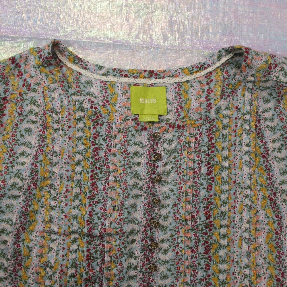Anthropologie MAEVE  Button Down Long Sleeve Top Size Large - Picture 6 of 10